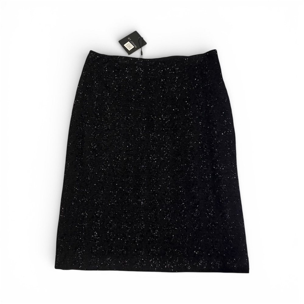 St John Evening Black Sparkly Mini Skirt Womens Zipper Size 4 Made In USA